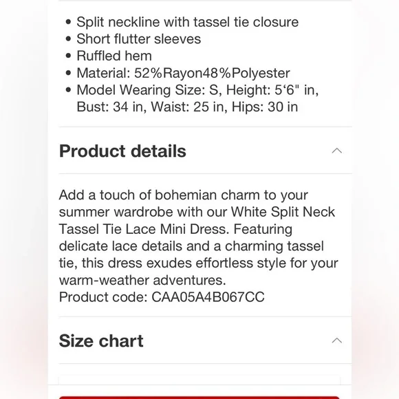 Women's White Split Neck Tassel Tie Lace
Mini Dress - new - Picture 6 of 10